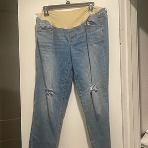 A•Glow Blue Jean Front and Back Pocket Jeggings Size Large